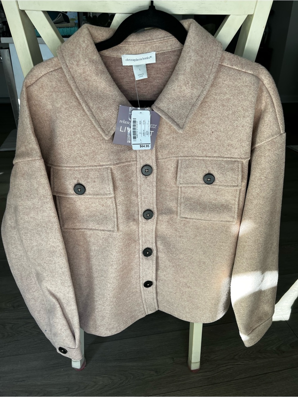 Christopher & Banks Tan Button Front Jacket Size Large